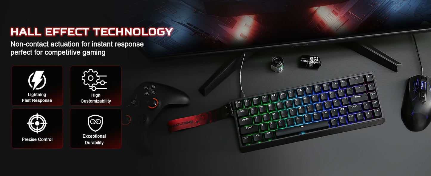 YUNZII x MADLIONS MAD68 HE Gaming Keyboard | 65% Magnetic, 8K Rapid Trigger