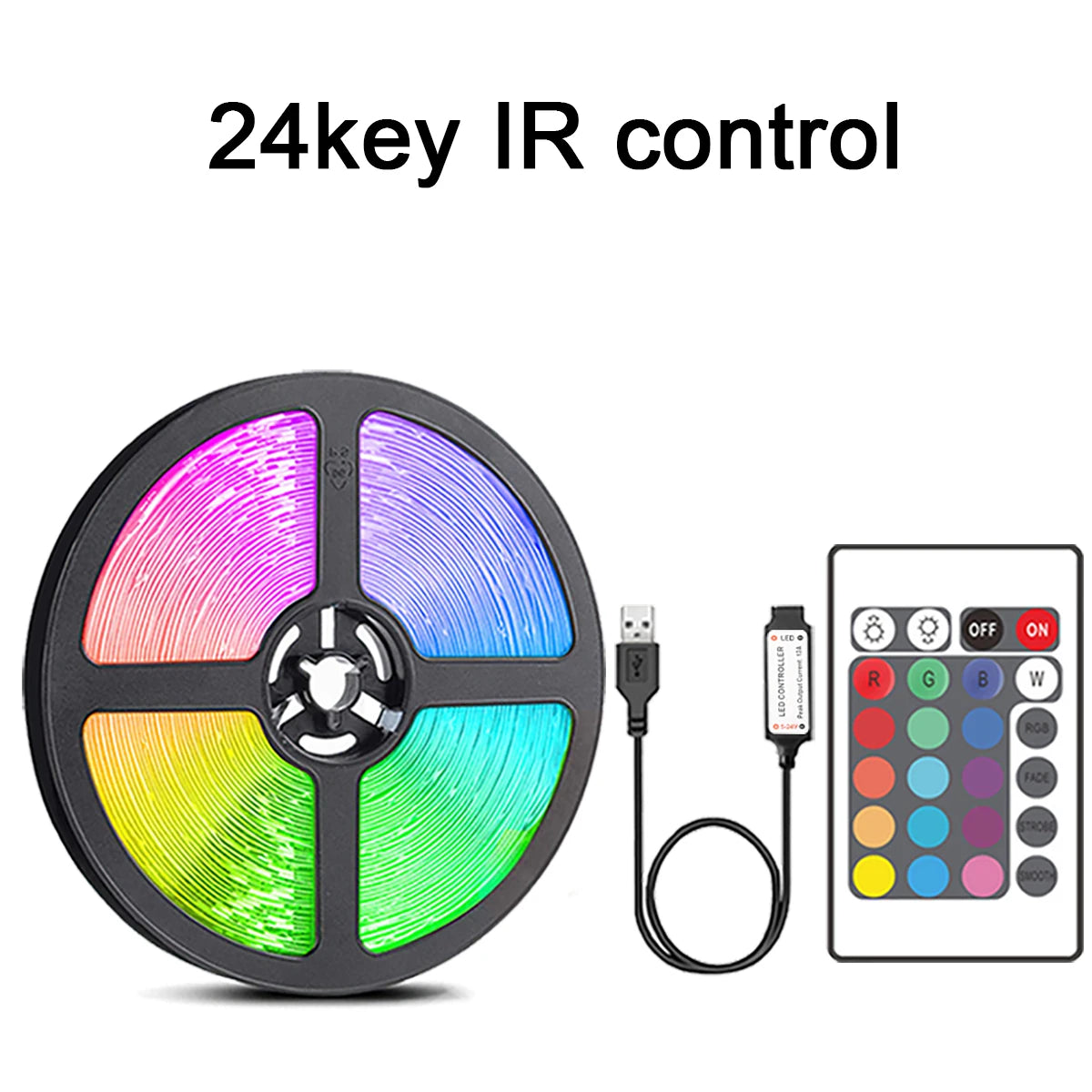 RGB LED Strip Light w/ 44-Key Remote (Multi-Length Decor)