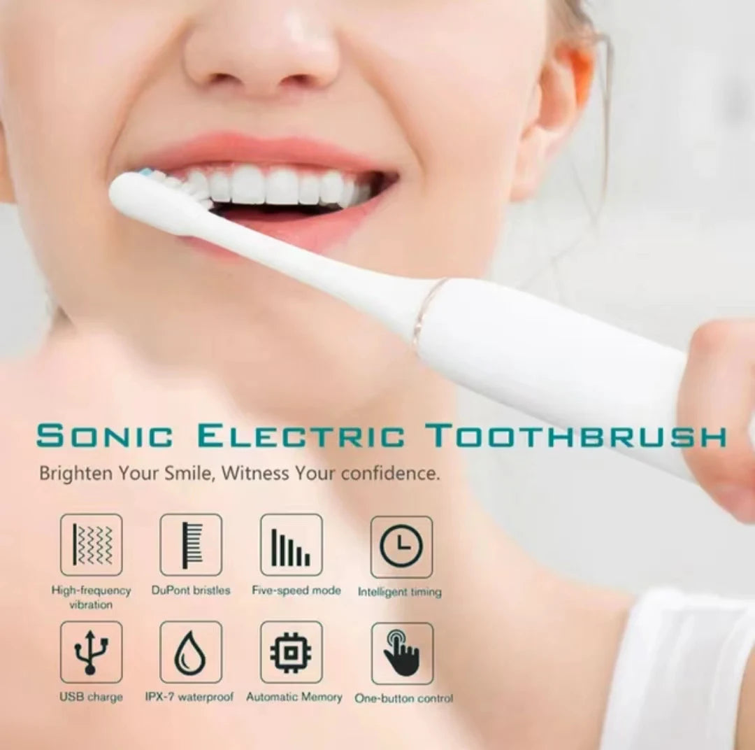 Sonic Electric Toothbrush (6 Modes, USB Rechargeable, IPX7 Waterproof)