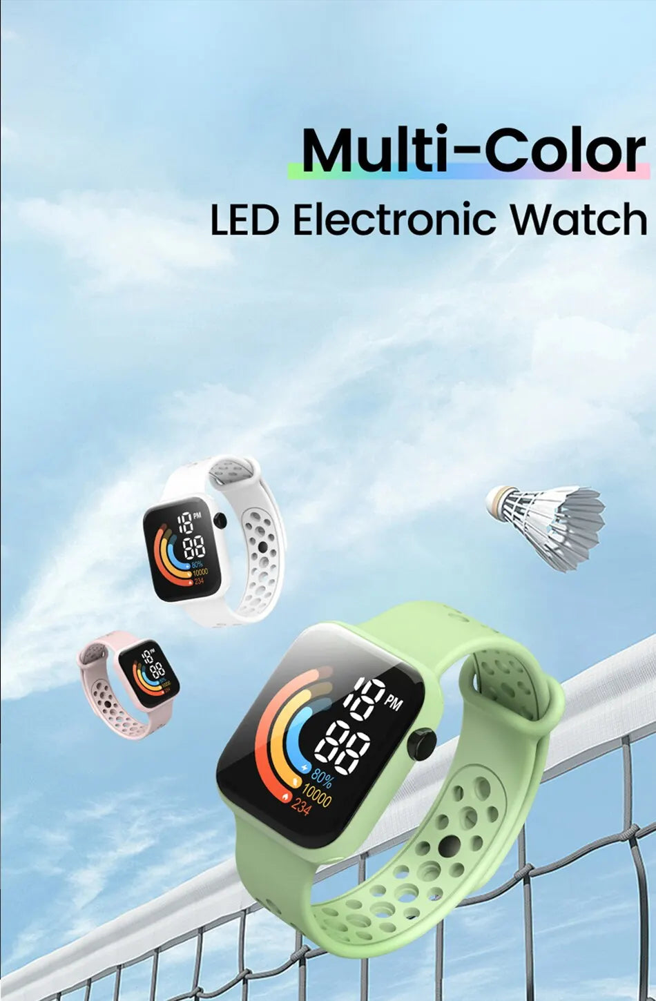 LED Digital Sport Watch (Waterproof / Silicone Strap)