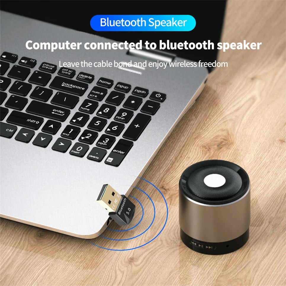 Bluetooth 5.0 USB Adapter & Receiver | High Speed Wireless Dongle for PC