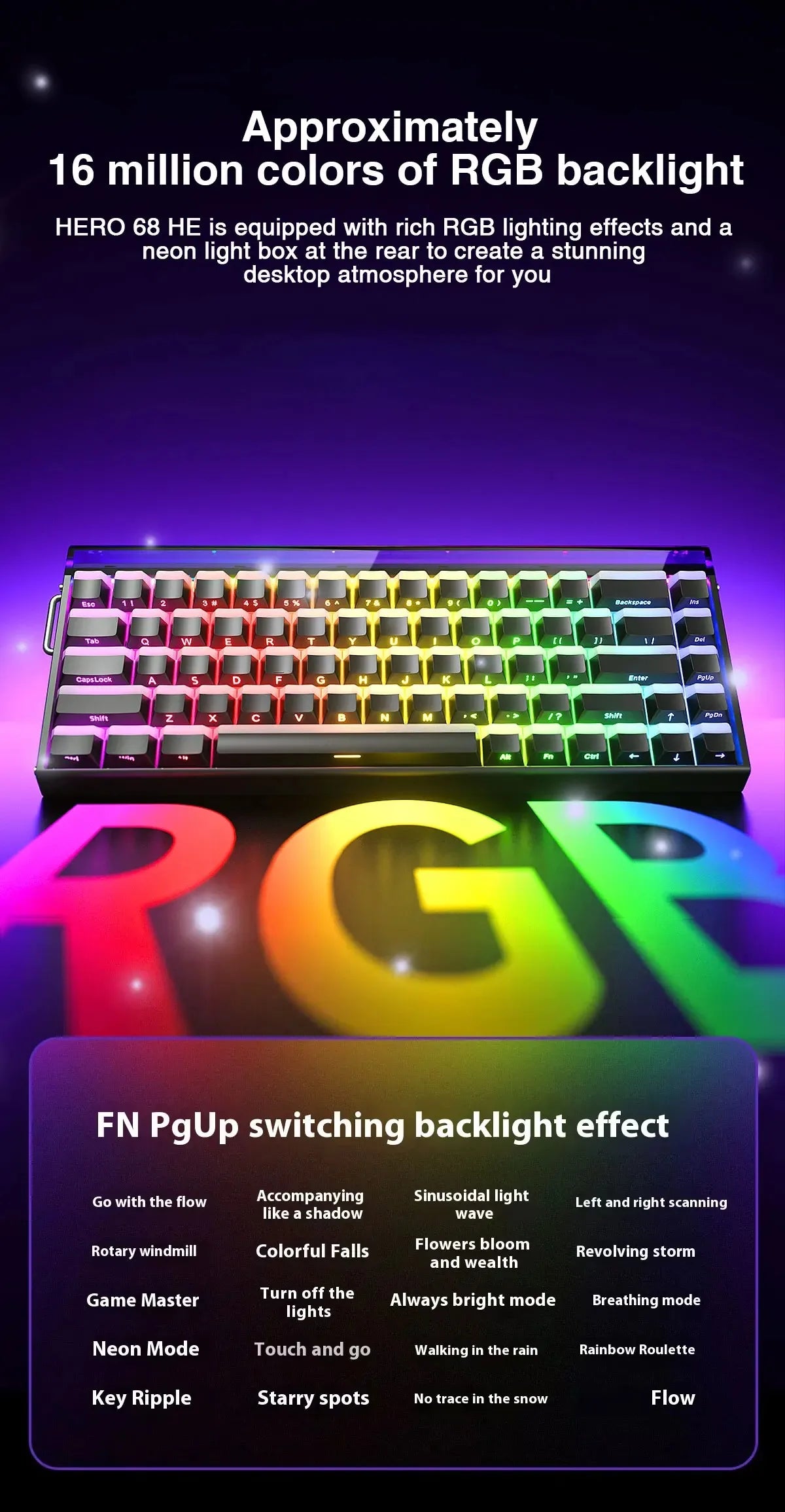 AULA HERO 68HE Customizable Mechanical Keyboard | RGB Backlit, Magnetic Switches