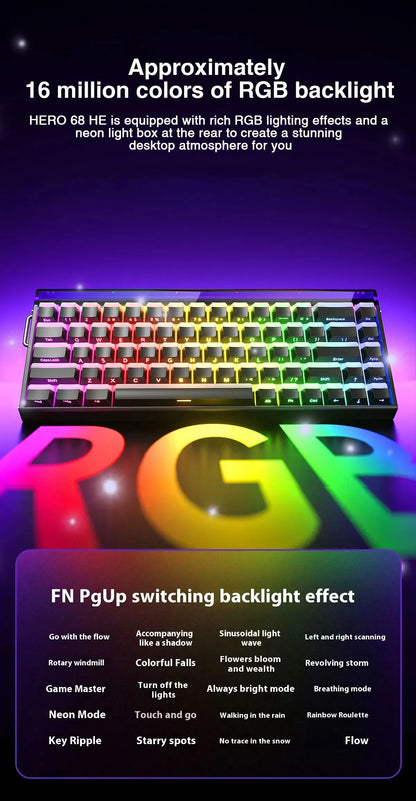 AULA HERO 68HE Customizable Mechanical Keyboard | RGB Backlit, Magnetic Switches