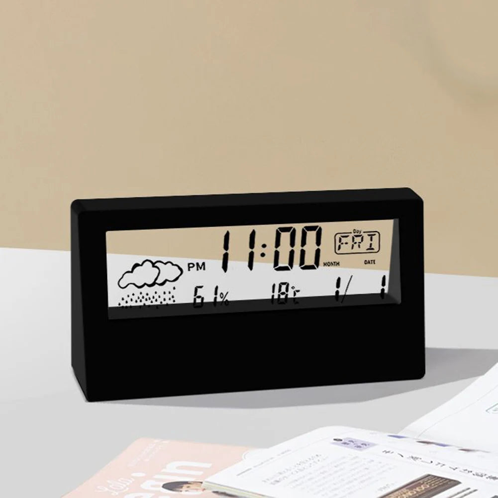 LED Desktop Alarm Clock with Thermo-Hygrometer and Weather Display