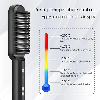 Professional Electric Hair Straightener Brush | Fast Heating Ceramic 2-in-1 Tool