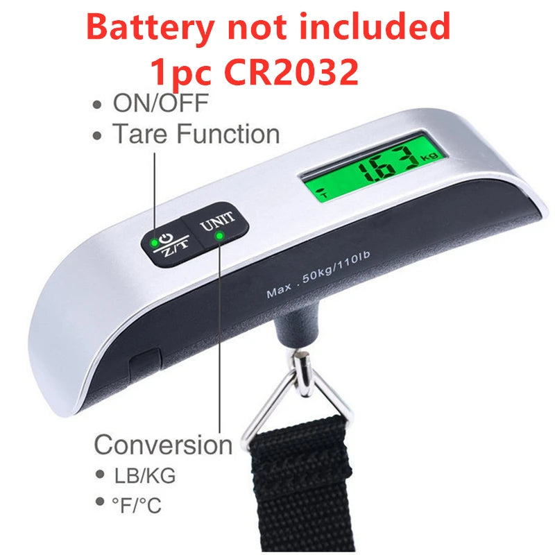 Digital Portable Luggage Scale (50kg/110lb) w/ LCD Display