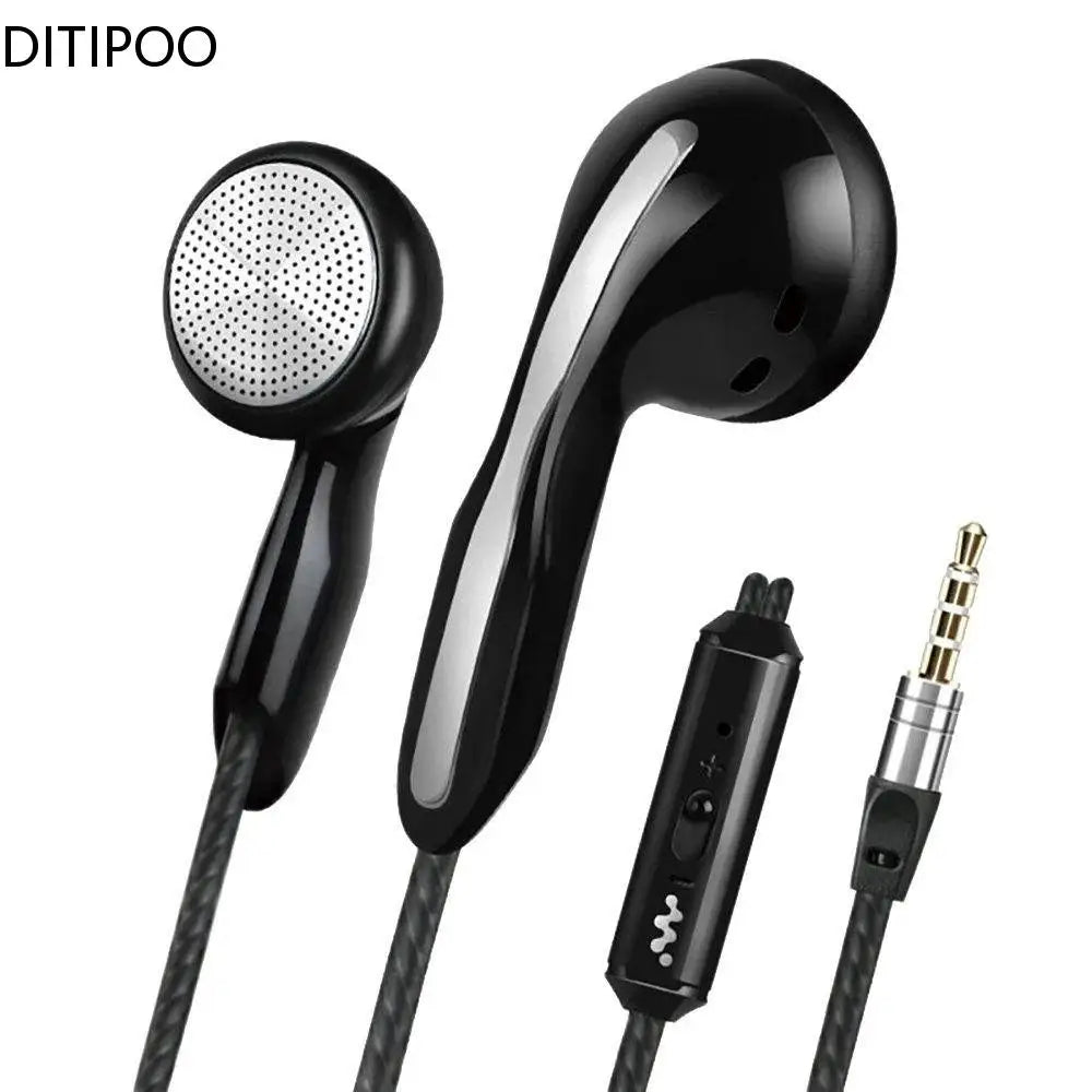 3.5mm Wired In-Ear Flat Earbuds with Microphone and Stereo Bass