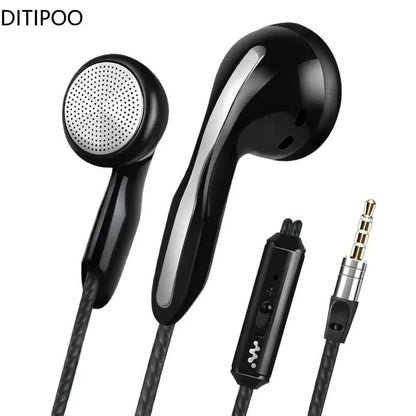 3.5mm Wired In-Ear Flat Earbuds with Microphone and Stereo Bass
