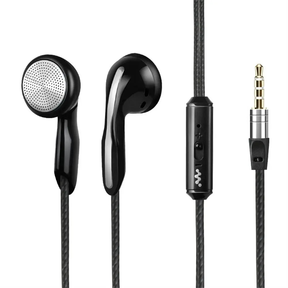3.5mm Wired In-Ear Flat Earbuds with Microphone and Stereo Bass