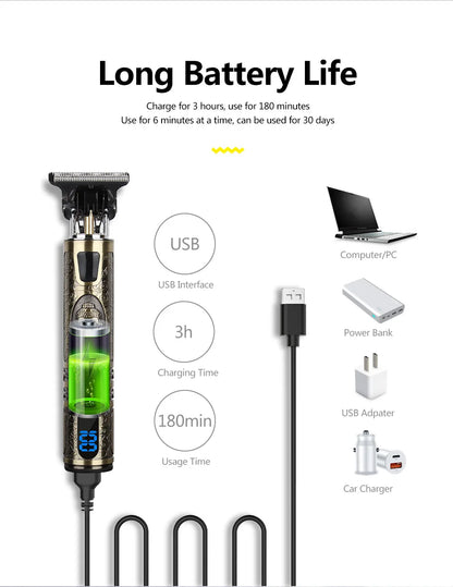 T9 LCD Precision Hair Trimmer and Clipper for Men