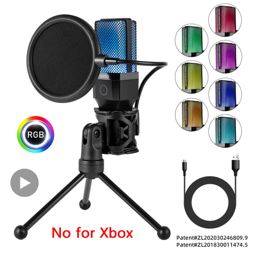 USB Condenser Microphone Kit with RGB Light for PC Streaming