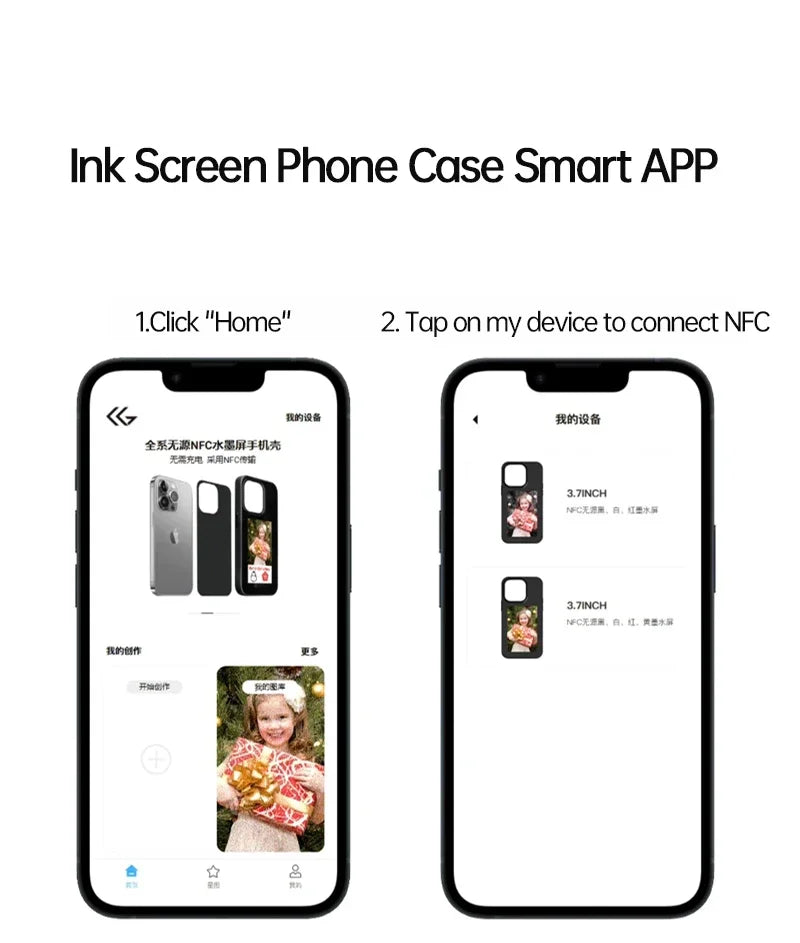 NFC E-Ink Screen Phone Case for iPhone 13-15 Pro Max (Custom Photo)