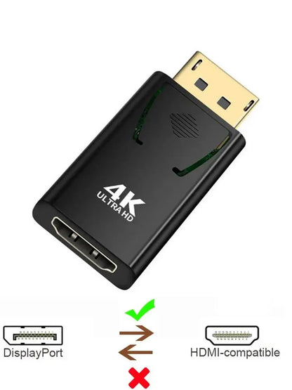 4K DP Male to HDMI Female Adapter | DisplayPort Converter for HDTV/Monitor