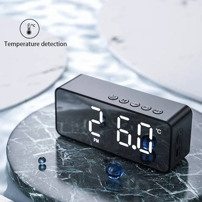 G50 Mini Bluetooth Speaker | Mirror LED Alarm Clock & FM Radio