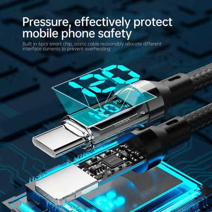 120W Super Fast Charging Cable w/ LCD Watt Display (for iPhone/USB-C)