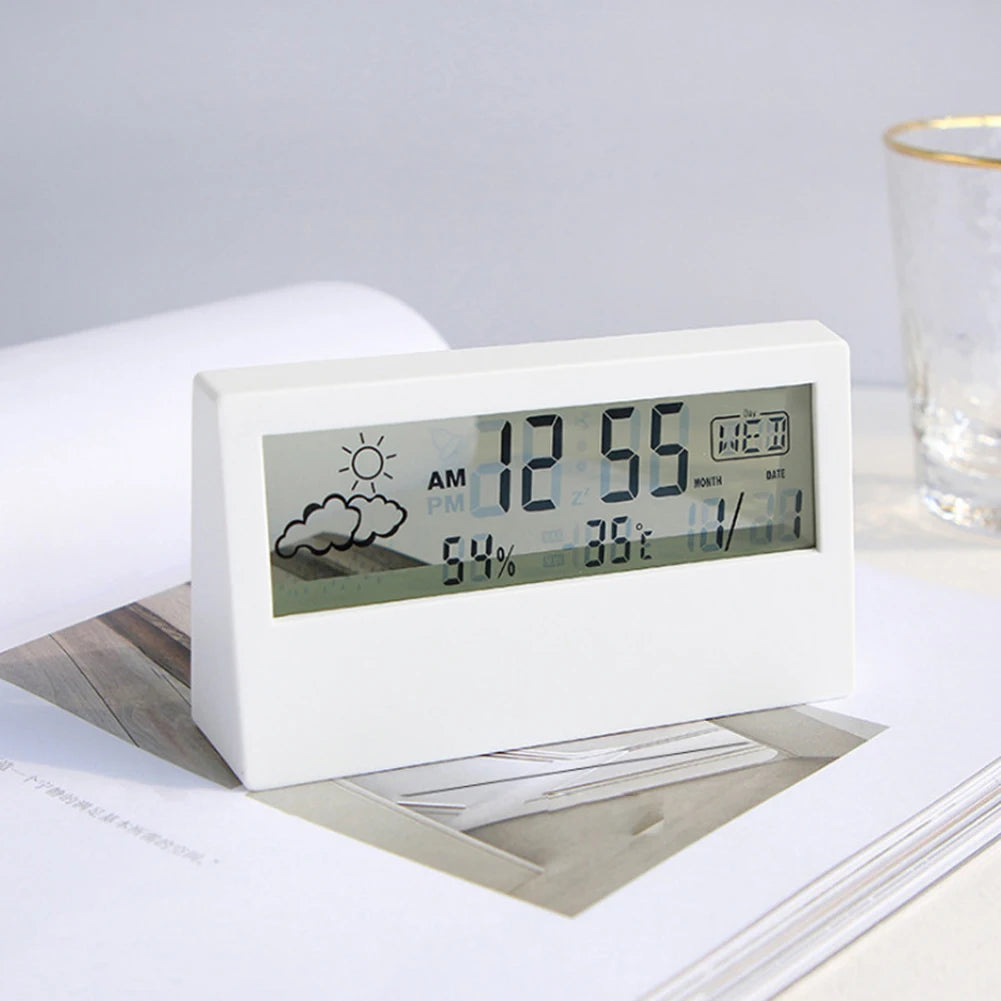 LED Desktop Alarm Clock with Thermo-Hygrometer and Weather Display