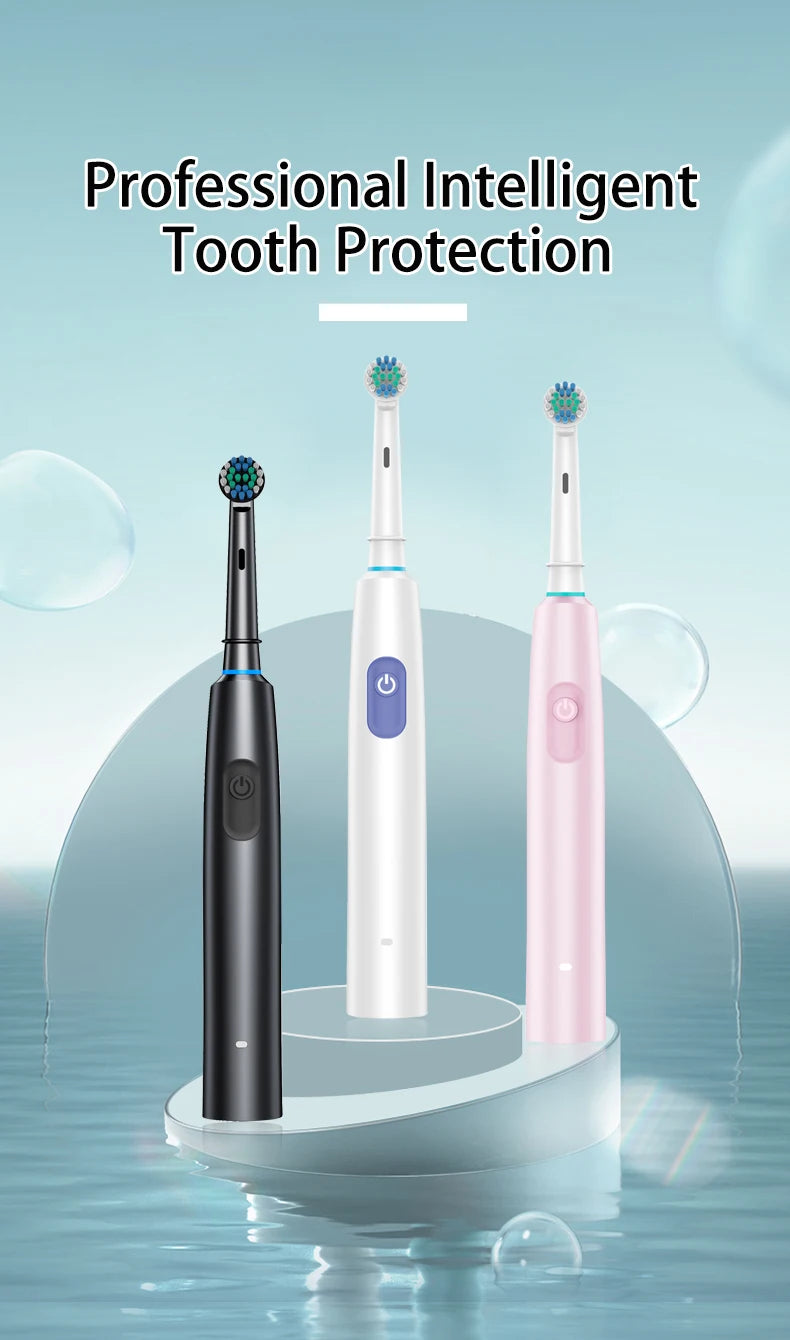 Adult 6 Mode Rotating Electric Toothbrush | USB Rechargeable with Timer Function