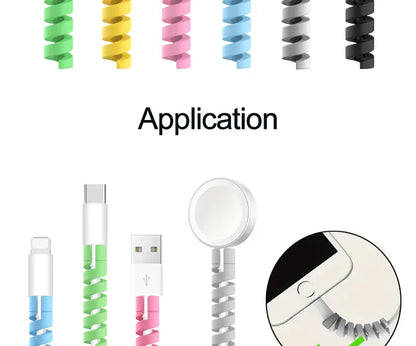 10pcs Silicone Cable Protectors | Spiral Cord Savers for USB Charger Cables