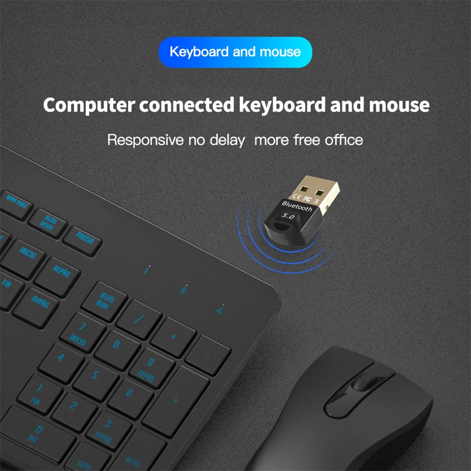 Bluetooth 5.0 USB Adapter & Receiver | High Speed Wireless Dongle for PC