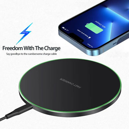 15W Max Wireless Fast Charger Pad | Safe, High-Speed Charging for Phones