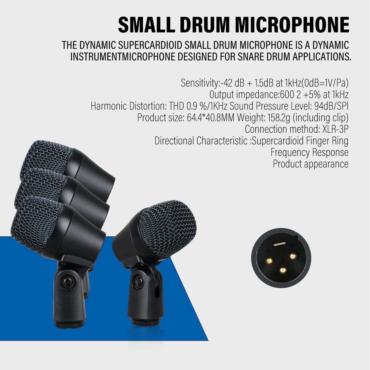 Cardioid Wired Drum Microphone with Clip Mount