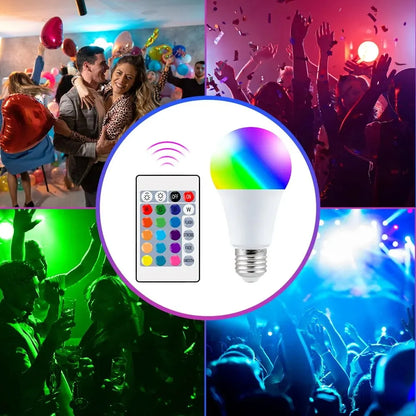 Smart RGB LED E27 Bulb (16 Colors, Dimmable, 24-Key Remote)