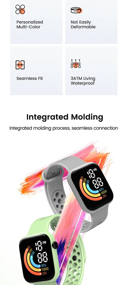 LED Digital Sport Watch (Waterproof / Silicone Strap)