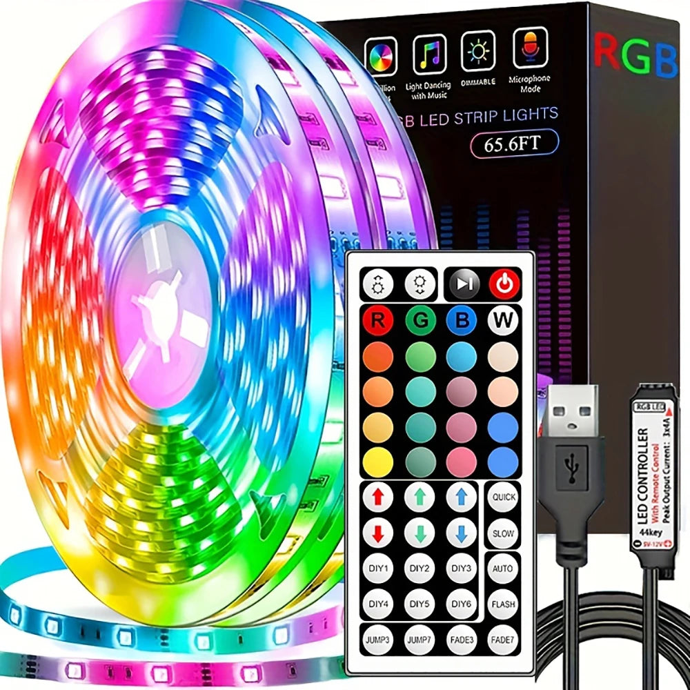 RGB LED Strip Light w/ 44-Key Remote (Multi-Length Decor)