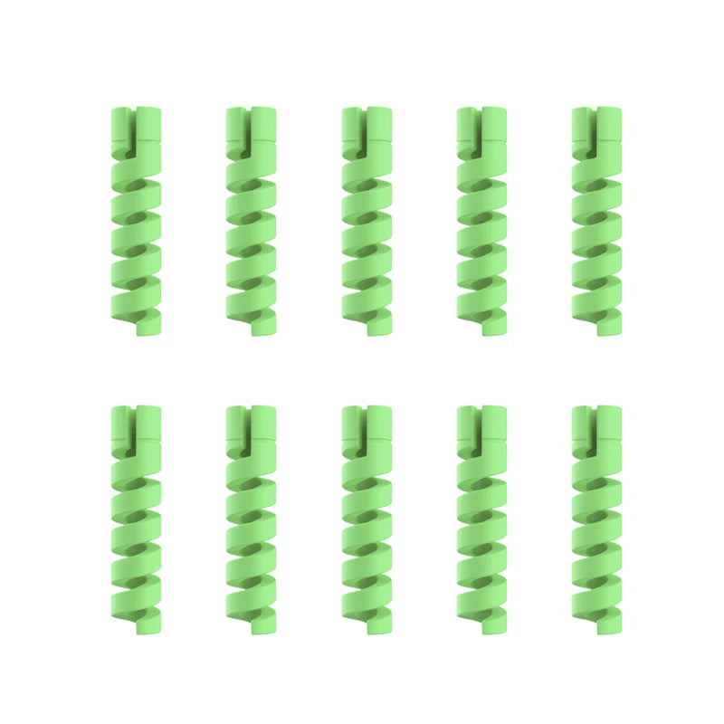 10pcs Silicone Cable Protectors | Spiral Cord Savers for USB Charger Cables