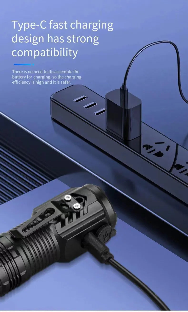 Rechargeable Multi-functional LED Flashlight (Strong Light & Long Range)