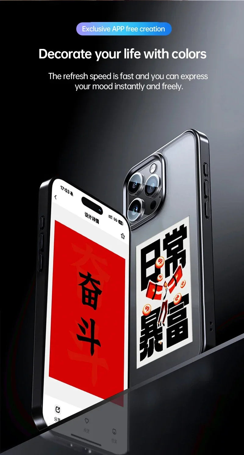 NFC E-Ink Screen Phone Case for iPhone 13-15 Pro Max (Custom Photo)