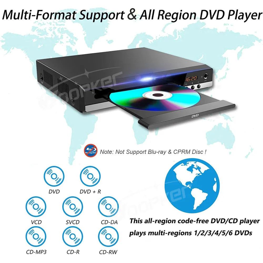 Woopker B29 Full HD 1080P DVD Player (HDMI/AV Output)