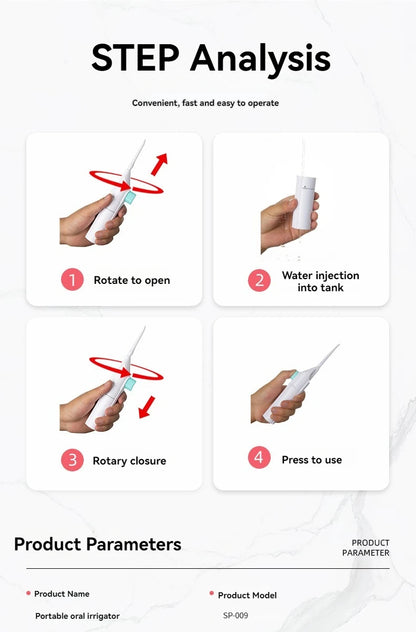 Portable High-Pressure Manual Oral Irrigator (Water Flosser)