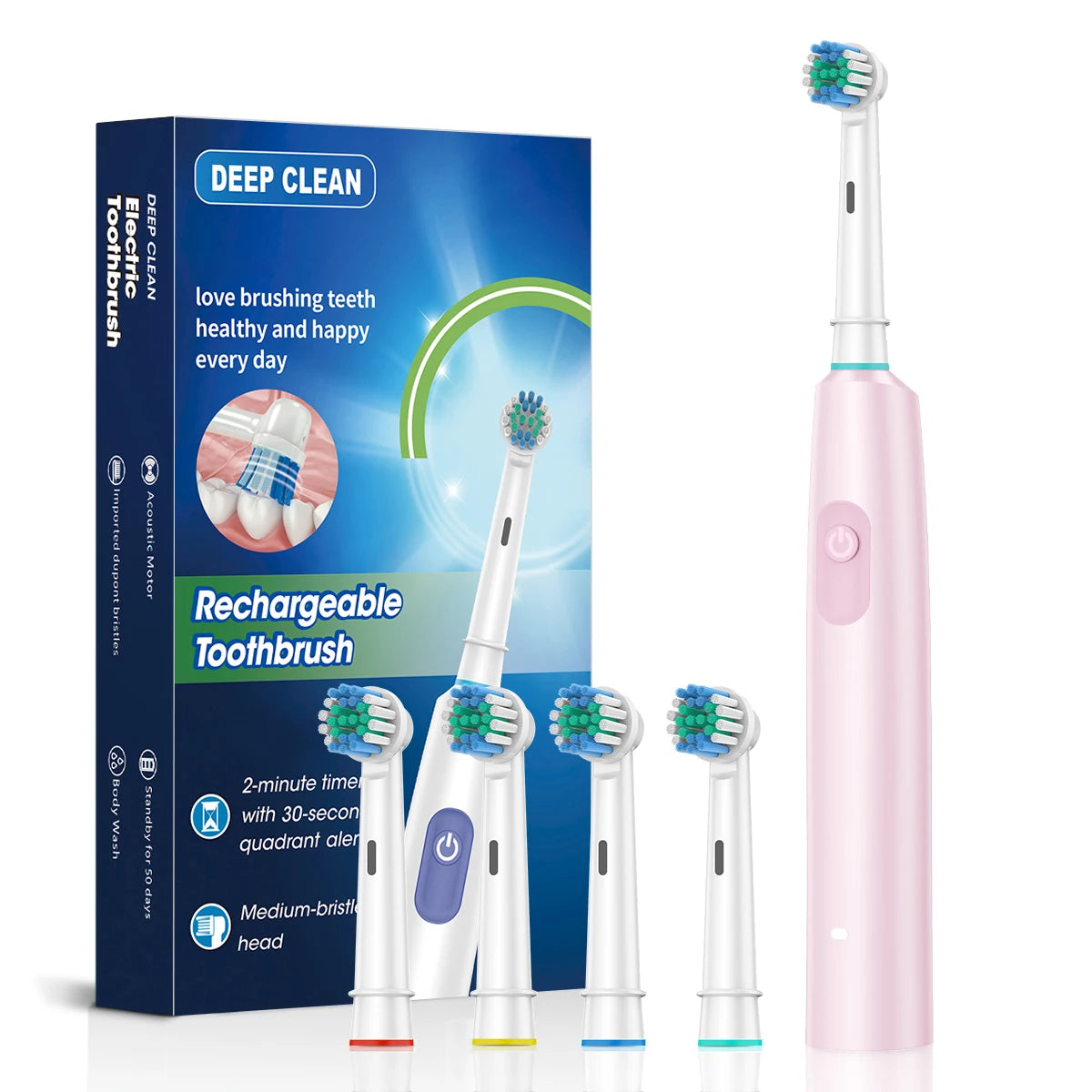 Adult 6 Mode Rotating Electric Toothbrush | USB Rechargeable with Timer Function