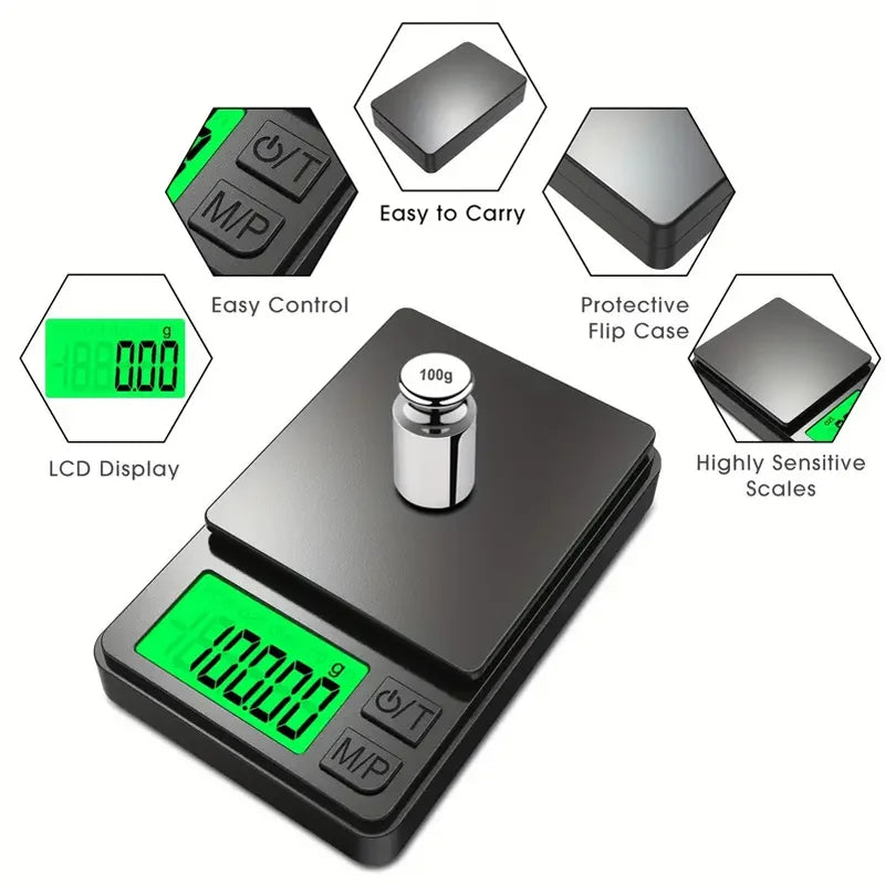 Digital Pocket Scale (1000g x 0.1g) - Precision & Backlit LCD