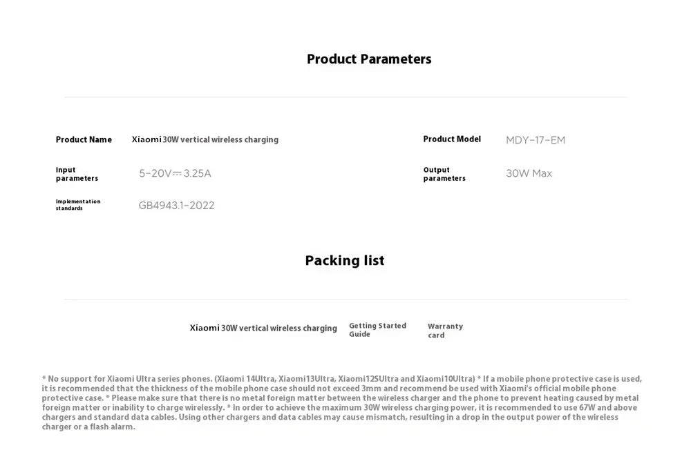 Xiaomi Mi 30W Vertical Wireless Charger | Fast Charging Stand for Mi/Redmi & iPhone