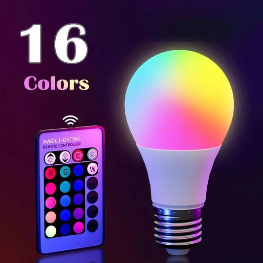 Smart RGB LED E27 Bulb (16 Colors, Dimmable, 24-Key Remote)