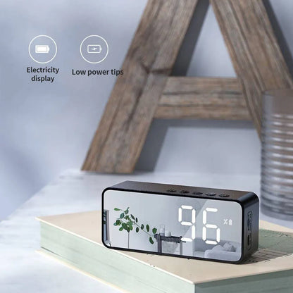 G50 Mini Bluetooth Speaker | Mirror LED Alarm Clock & FM Radio