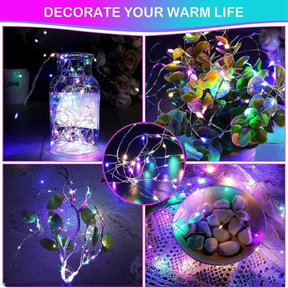 Battery-Powered LED Fairy String Lights (Copper Wire)