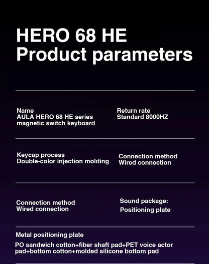 AULA HERO 68HE Customizable Mechanical Keyboard | RGB Backlit, Magnetic Switches
