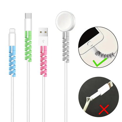 10pcs Silicone Cable Protectors | Spiral Cord Savers for USB Charger Cables