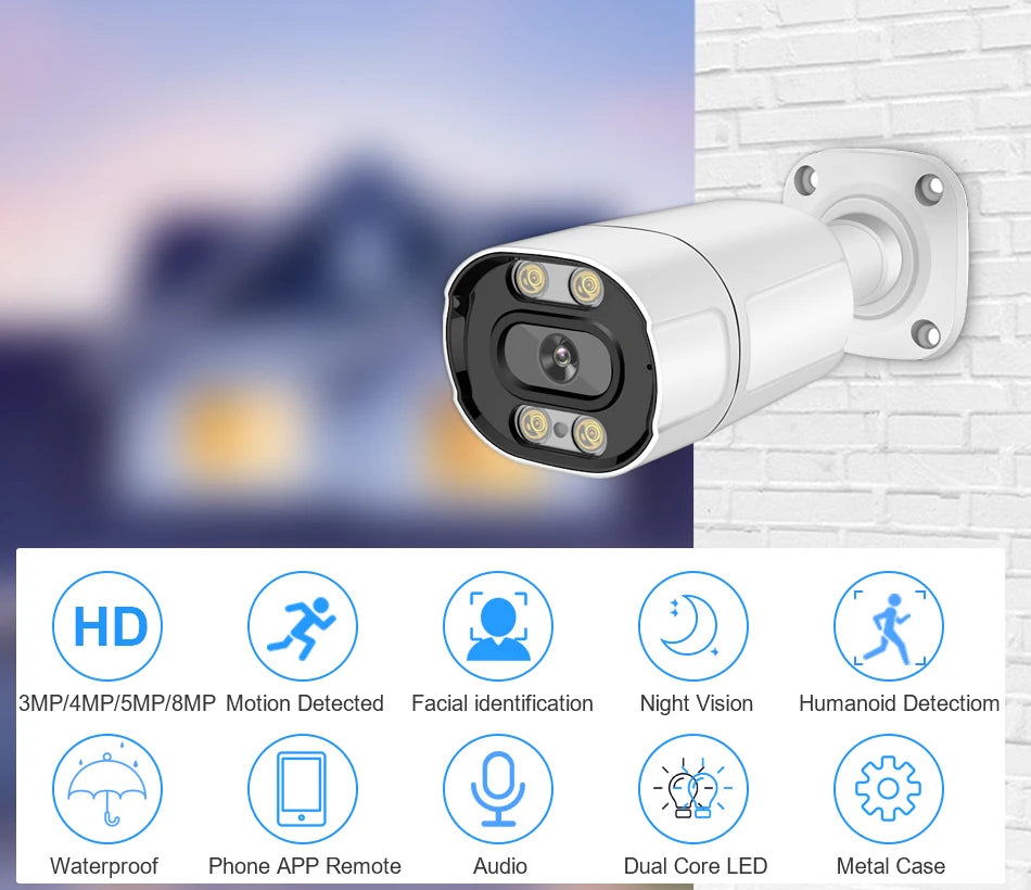 Smar 8MP POE IP Camera with AI Face Detection (Outdoor/Waterproof)