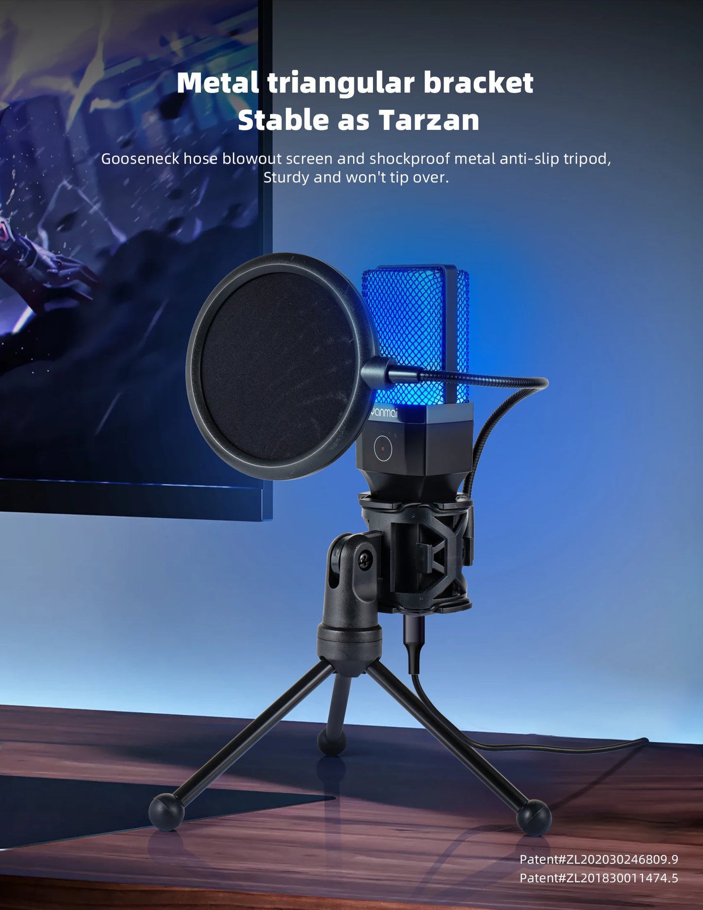 USB Condenser Microphone Kit with RGB Light for PC Streaming