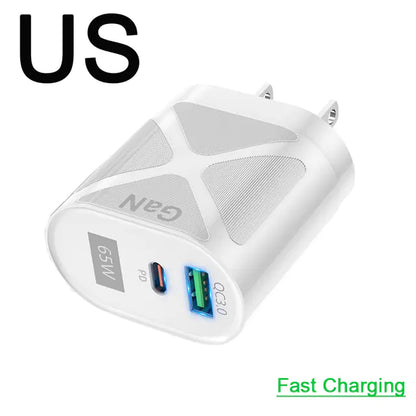 65W GaN QuickCharge Adapter for Phones & Laptops