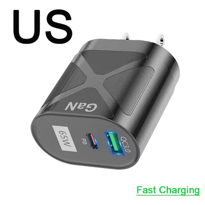 65W GaN QuickCharge Adapter for Phones & Laptops