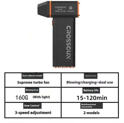 Compact 4-Speed Fan & Vacuum Cleaner, USB Rechargeable