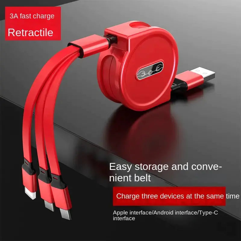 3-in-1 QuickRetract Charging Cable